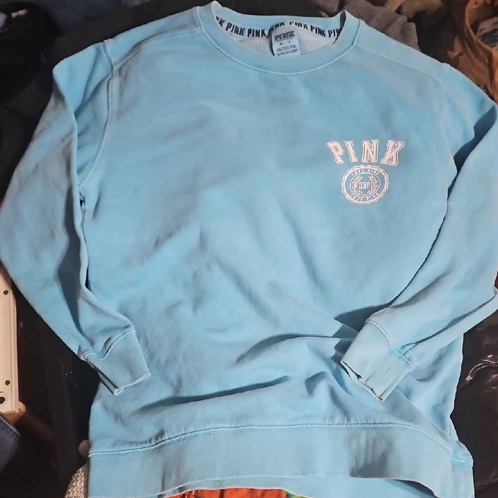 PINK Victoria's Secret Light Blue Crewneck Sweater